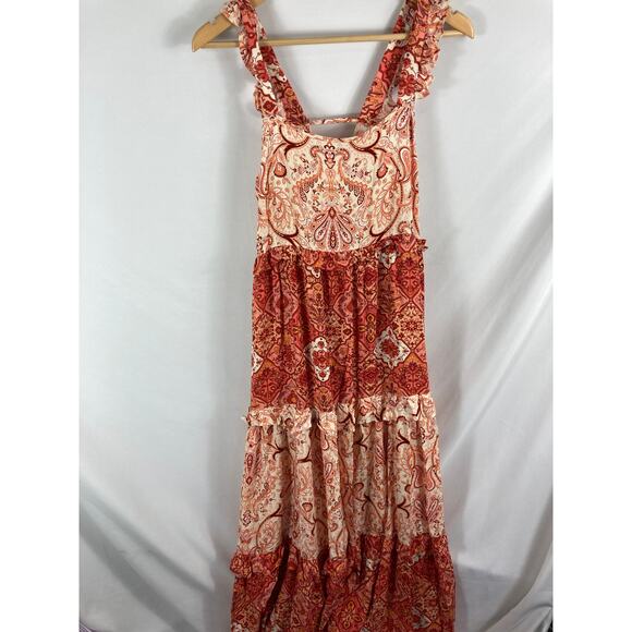 Johnny Becca Boho Sleeveless Maxi Dress Orange Size XS - Picture 2 of 5